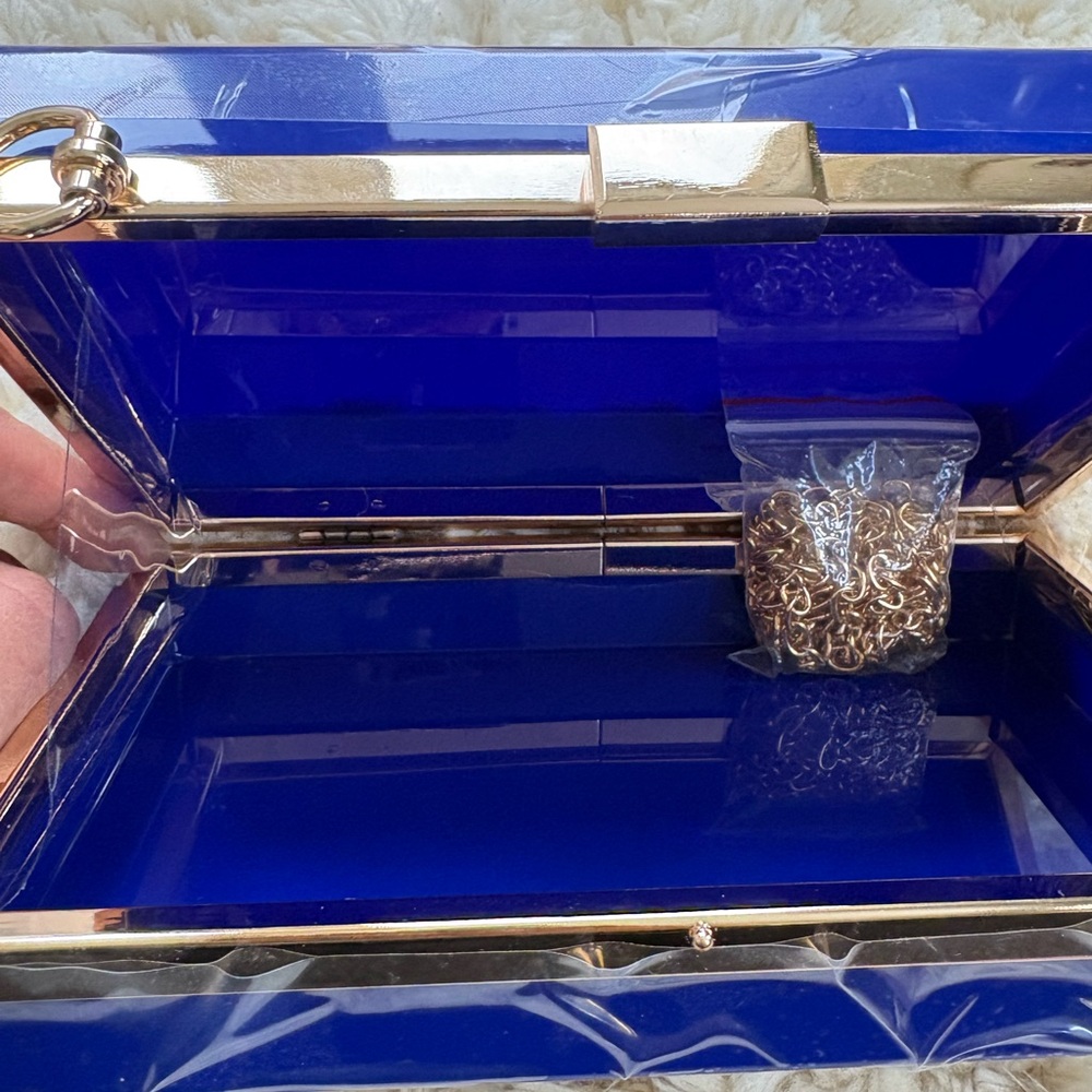 Blue Acrylic Evil Eye Clutch - NEW - Picture 2 of 2